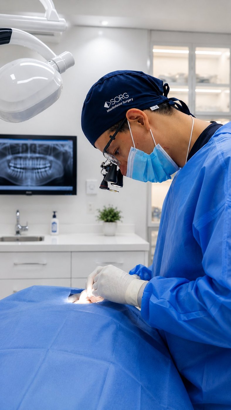 Dr. Andrés Antezana operando con tecnología de precisión
